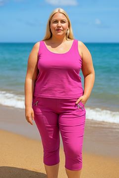 Picture of CURVY GIRL THREE QUARTER STRETCH COTTON CROP TROUSER